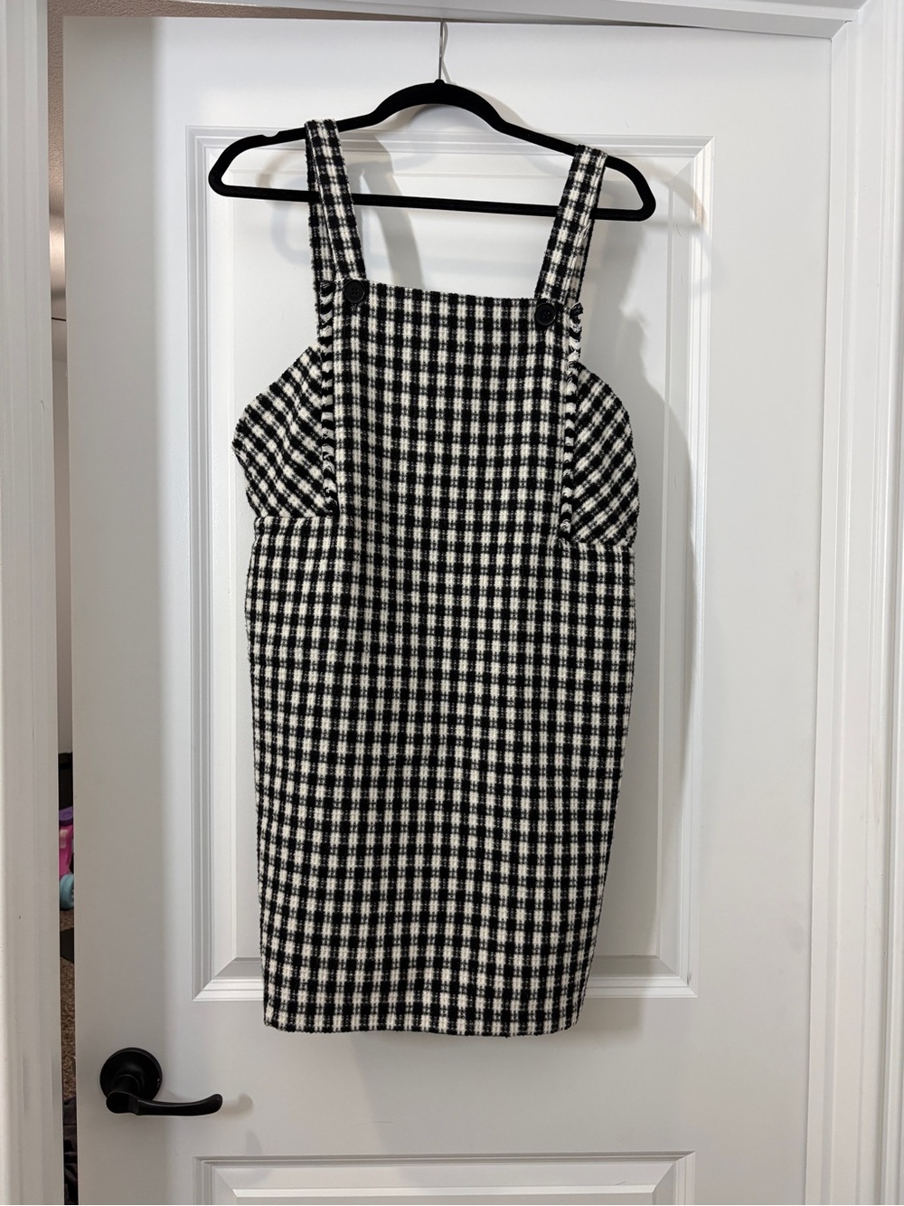 Francesca's Black & White Plaid pinafore